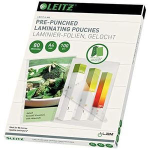 Leitz hete lamineerfolie, glanzend, transparant, A3, UDT, foliedikte mic 100 stuks 2 x 80 Micron