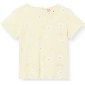 KOTON T-shirt met korte mouwen, bloemenprint, voor meisjes en meisjes, Geel design (01i), 6-9 maanden