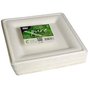 PAPSTAR 84586 50 borden, pure suikerriet, vierkant, 20 x 20 cm, wit