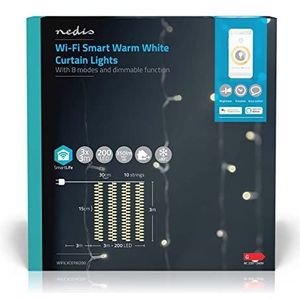 Nedis SmartLife Wi-Fi decoratief LED-lichtgordijn - 10x 3m - 200 LED's / warm-wit