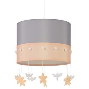 Relaxdays hanglamp kinderkamer, pendellamp, wolken en sterren, HxØ: 160x35 cm, beige/grijs