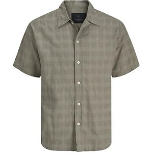 JACK & JONES - Overhemd - Grijs/Kaki - Regular Fit - Katoen - Geruit