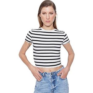 Trendyol Dames Slim Basic Crew Neck Knit Blouse Shirt, Wit, M