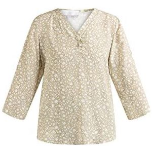 LEOMIA Dames shirtblouse 10125613-LE02, beige meerkleurig, XL, Beige meerkleurig, XL