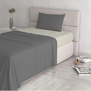Italian Bed Linen Beddengoedset met natuurlijke kleur, rook/crème, voor Frans bed