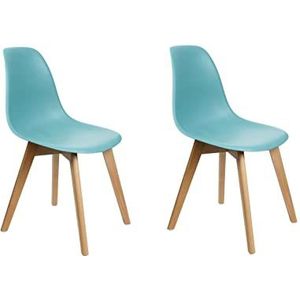 HOME DECO FACTORY Set van 2 Scandinavische beschermhoes van polypropyleen, celadonblauw, meubels, zitstoel, tafelstoel, woonkamer, eetkamer, entree, slaapkamer, meubels, hout-HETRE, turquoise, 46,2 x