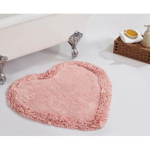 Better Trends Shaggy Border Collection is Ultra zacht, pluche en absorberend getuft badmat tapijt 100% katoen in levendige kleuren, 30"" hart, roze