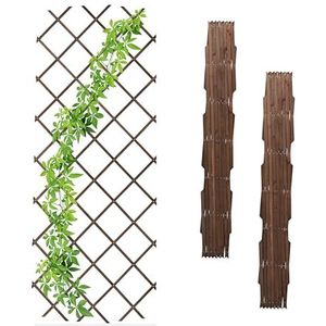 Relaxdays plantenklimrek uitschuifbaar, set van 3, klimplantenrek, 180 x 90 cm, houten trellis voor tuin, balkon, bruin