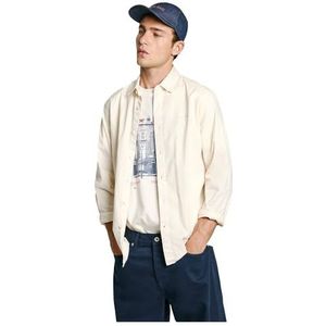 Pepe Jeans Heren Manley, overhemd, beige, L, Beige (ivoorwit), L