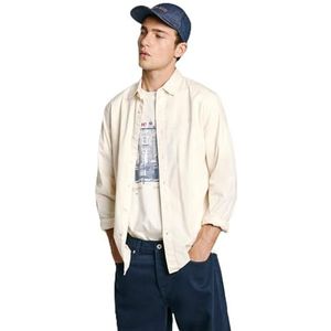 Pepe Jeans Heren Manley, overhemd, beige, XXL, Beige (ivoorwit), XXL