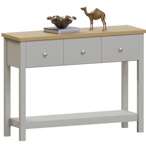 Vida Designs, Arlington consoletafel met 3 laden, ontworpen hout, grijs en eiken, H 74 x B 100 x D 30 cm