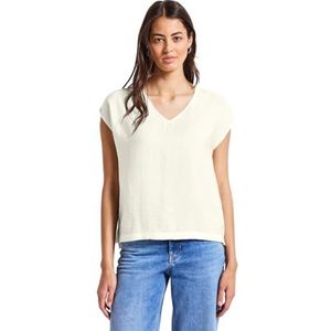 Blouse - Offwhite - Casual Fit - V-hals - Korte Mouwen