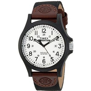 Timex Heren Quartz Expeditie Camper Horloge met wijzerplaat analoge display en nylon band, Zwart/Bruin/Wit, Sport