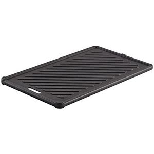 RÖSLE 25454,Grillplaat voor Videro G2-P, hoogwaardige gietijzeren grillplaat voor vlees en kleinere stukken, met grillpatroon, plaat kan aan beide kanten worden gebruikt, 45 x 30 cm,zwart