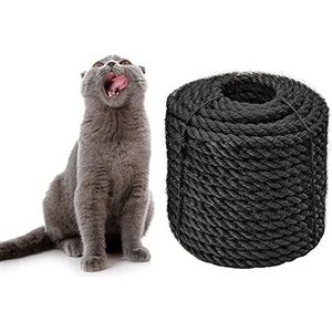Sisal touw 6mm voor Kat Scratcher Kattenkrabpaal repareren en vervangen, DIY Krabmeubels - Krabpaal, Krabtapijt en -mat, Kattenspeelgoed, Zwart 30m/98ft