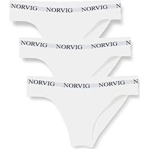 NORVIG Dames 3-pack brief witte bikini stijl ondergoed, XS