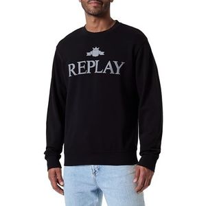 Replay Heren sweatshirt regular fit met ronde hals, 098 Black, S