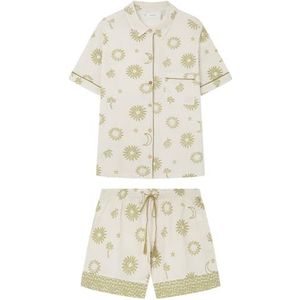 Women'Secret pyjama met korte mouwen voor dames, groene print, XXL