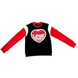 Love Moschino Dames Slim Fit Color Block Long-Sleeved with Love Storm Heart Water Print Sweatshirt, zwart-rood/wit., 42