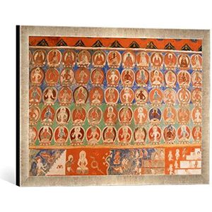 Ingelijste afbeelding van de 10e eeuw ""Alchi, Kloster, duizend Boeddha"", kunstdruk in hoogwaardige handgemaakte fotolijsten, 60x40 cm, zilver raya
