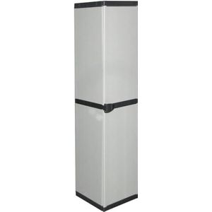 Modulaire kast met 1 deur - veelzijdige kast van kunststof - kast voor binnen en buiten - 34 x 39,5 x 168 cm, grijs