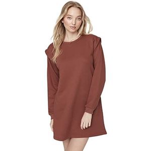 Trendyol Dames Mini Shift Breed Gebreide Jurk, BRON, XS