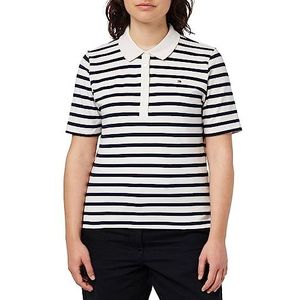 Tommy Hilfiger Dames S/S Polos, Bretonse Stp W Wit/Woestijn Hemel, XXS