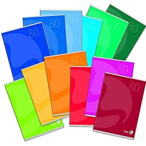 BM BeMore A5-notitieboek (14,8 x 21 cm), lijn C, lijnen met marges, 80 g/mq papier, verschillende kleuren, verpakking van 12 stuks
