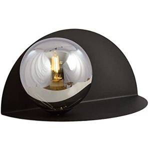 Emibig FORM Zwarte wereldbol wandlamp met lampenkap van grafiet glas, 1 x E14