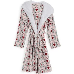 Vera Bradley Dames pluche fleece badjas loungewear, Imperial Hearts Roze, S/M