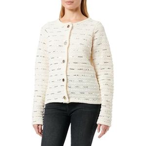 faina Dames gebreide jas met pailletten en strepen WOLLWIT maat XL/XXL, wolwit, XL