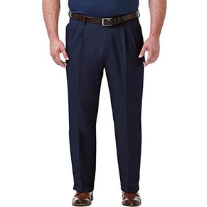 Haggar Men's Big & Tall Premium Comfort Classic Fit Pleat Front Pant, Blue, 46Wx30L