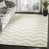 Safavieh Chevron-strepen tapijt, CHT715, handgetuft wol, grijs/ivoor, 90 x 150 cm