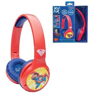 Lexibook - Superman - Kinderhoofdtelefoon 2-in-1 Bluetooth en met kabel – Stereo, draadloos, met kabel, volumebegrensd, opvouwbaar, verstelbaar, voor jongens/meisjes, rood/blauw, HPBT010SU