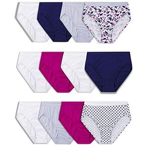 Fruit of the Loom Women's Eversoft Cotton Underwear Multipacks, Tag Free & Breathable, Available in Plus Size, Hi Cut-Navy/White/Pink, 5
