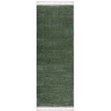 carpet city Tapijt woonkamer - Shaggy hoogpolig groen - 80x400 cm effen - modern tapijt loper met franjes