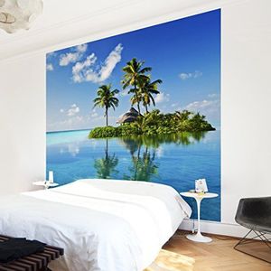 Apalis Vliesbehang Tropisch Paradijs fotobehang vierkant | vliesbehang wandbehang foto 3D fotobehang voor slaapkamer woonkamer keuken | Maat: 288x288 cm, blauw, 98100