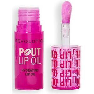 Revolution, Pout Lip Oil, Voedende Getinte Lippenolie, Hoge Glans, Niet-Plakkerige Finish, Veganistisch en Dierproefvrij, Raspberry Pink, 4ml