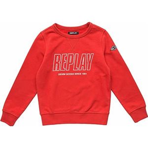 Replay Sweatshirt voor jongens logo katoenmix, rood (Geranium Red 559), 4 jaar, 559 geranium red., 4 Jaar