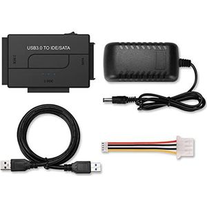 baolongking USB IDE- of SATA-adapter, USB 3.0 harde schijf adapter universeel voor 2,5/3,5 inch SATA HDD/SSD & IDE HDD, inclusief 12V 2A voedingsadapter en USB 3.0-kabel