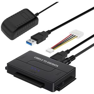 baolongking USB IDE- of SATA-adapter, USB 3.0 harde schijf adapter universeel voor 2,5/3,5 inch SATA HDD/SSD & IDE HDD, inclusief 12V 2A voedingsadapter en USB 3.0-kabel