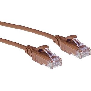 ACT CAT6 Netwerkkabel, U/UTP LSZH LAN Kabel Dun 3.8mm Slimline, Flexibele Snagless Ethernet Kabel Met RJ45 Connector, Voor Gebruik In Datacenters, 1Meter, Bruin - DC9201