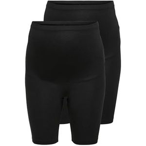 ONLY Casual shorts Mama Basic Fietsbroek voor dames, set van 2, Zwart (black 3), XS