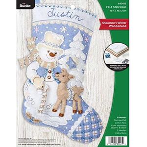 Bucilla 89245E Vilt Applique Kerst Kous Kit, Sneeuwman's Winter, 18