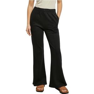Urban Classics Dames Flared Pin Tuck Terry Pants, broek met uitlopende broekspijpen, verkrijgbaar in zwart, maten XS - 5XL, zwart, M
