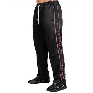 Gorilla Wear Functionele mesh-broek, zwart/rood, bodybuilding en fitnessbroek voor heren, met logo-opdruk voor sport, dagelijks gebruik, vrije tijd, joggen, hardlopen, comfortabel licht