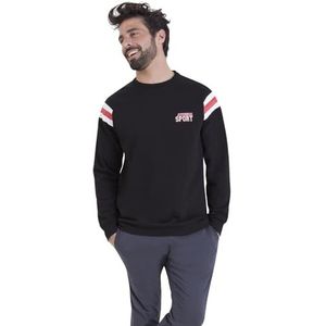 Athena - Lange Pyjamaset - Zwart - Fleece T-shirt met Lange Mouwen en Joggingbroek