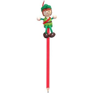 Fiesta Crafts P-5038 Potlood met speelfiguur Robin Hood, groene kleurpotloden voor kinderen, verschillende