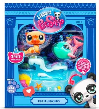 BANDAI Littlest Pet Shop Petfluencer Shell-Fie Fun Petfluencer Set Bevat 2 LPS Mini Huisdier Speelgoed 4 Accessoires 1 Achtergrond 1 Collector Card En 1 Virtuele Code Verzamelbaar Speelgoed Voor