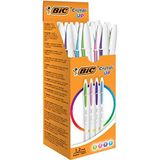 Bic Cristal Up balpen met cape, 0,35 mm doos à 20 stuks, assorti in 4 kleuren